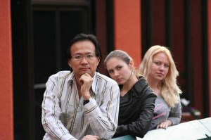 From left, “Seeking Arrangement” founder Brandon Wade, 36, with Yuliya Skuba, 23, and Luba Belitskaya, 20, who maintain the Web site. (COLUMBIA NEWS SERVICE)